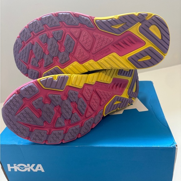 Hoka One One Black and Pink Athletic Shoes with Cushioned Sole - Picture 4 of 4